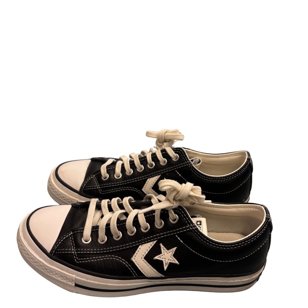 Converse Leather Black and White Star Sneakers - Picture 3 of 8